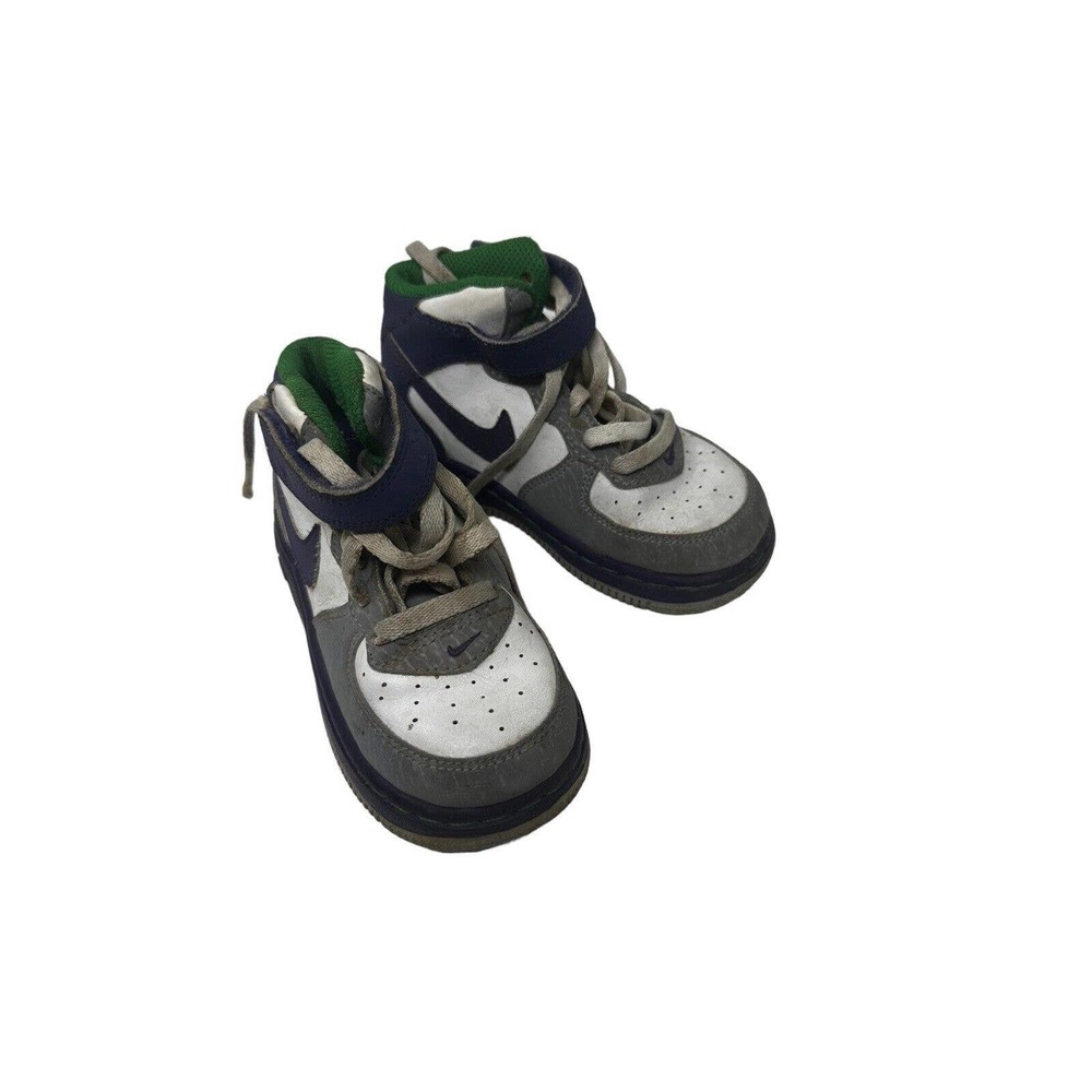 Toddler Boys Nike Air Force 1 Mid Purple Green 8C Preowned Basketball Shoes